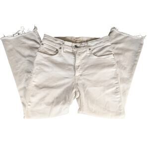 Madewell Cali Demi Boot White Cropped Raw Hem Jeans 27 Petite